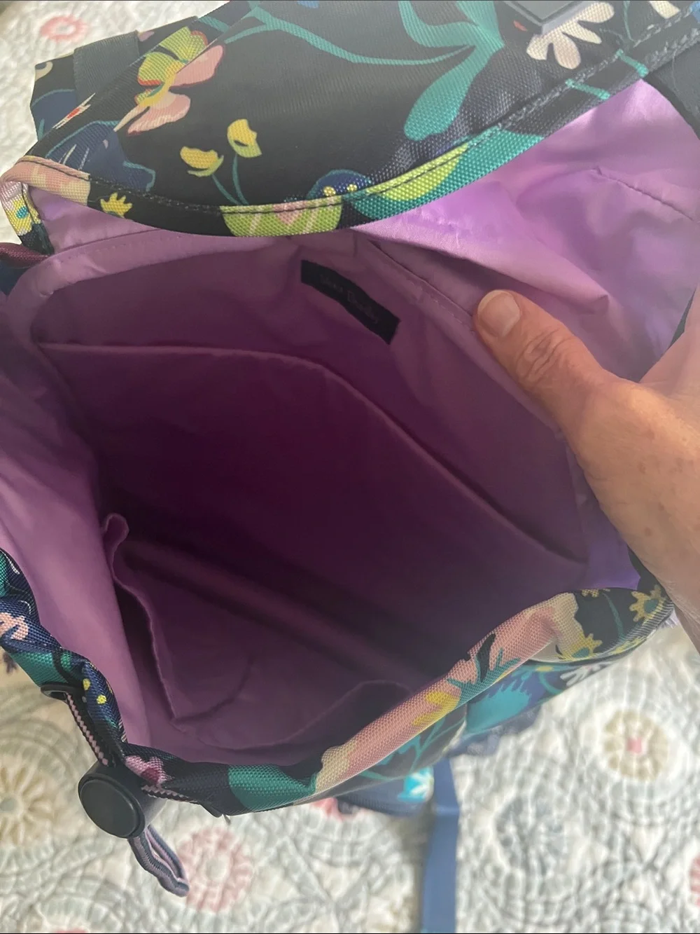 Vera Bradley Navy Floral Drawstring Backpack